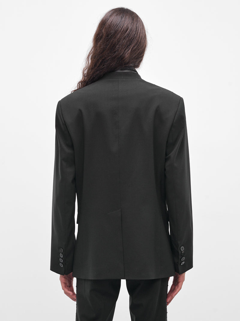 Swarovski Embellished Double-Breasted Blazer (BL38RP-AM42-BLACK-W-SWAROVSKI)