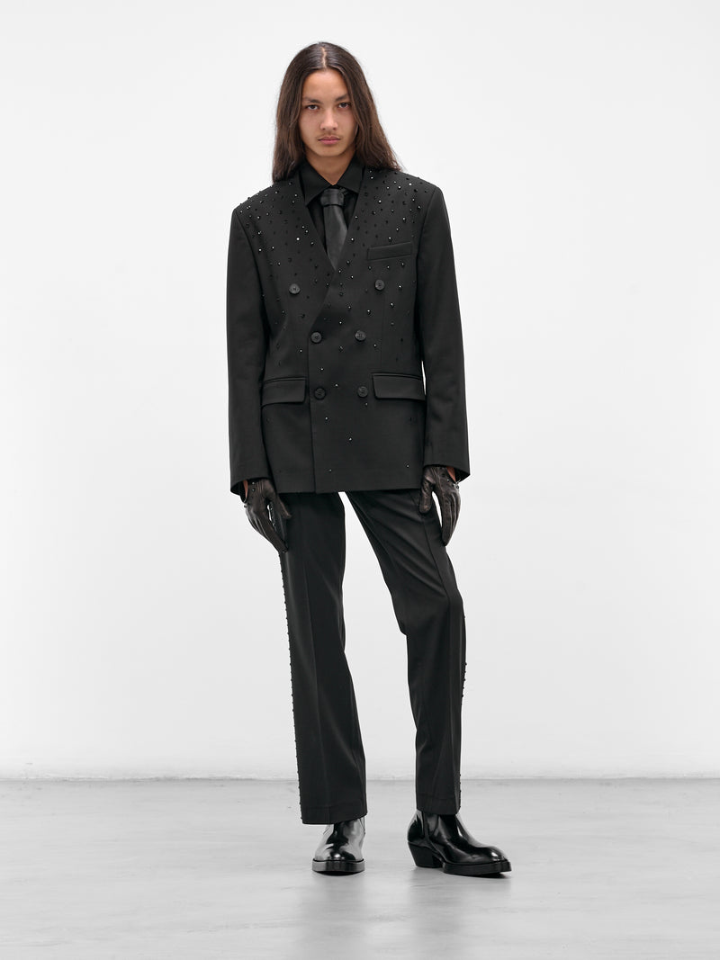 Black Wool Swarovski Flared Trousers (PT14RP-AM42-BLACK-W-SWAROVSKI)