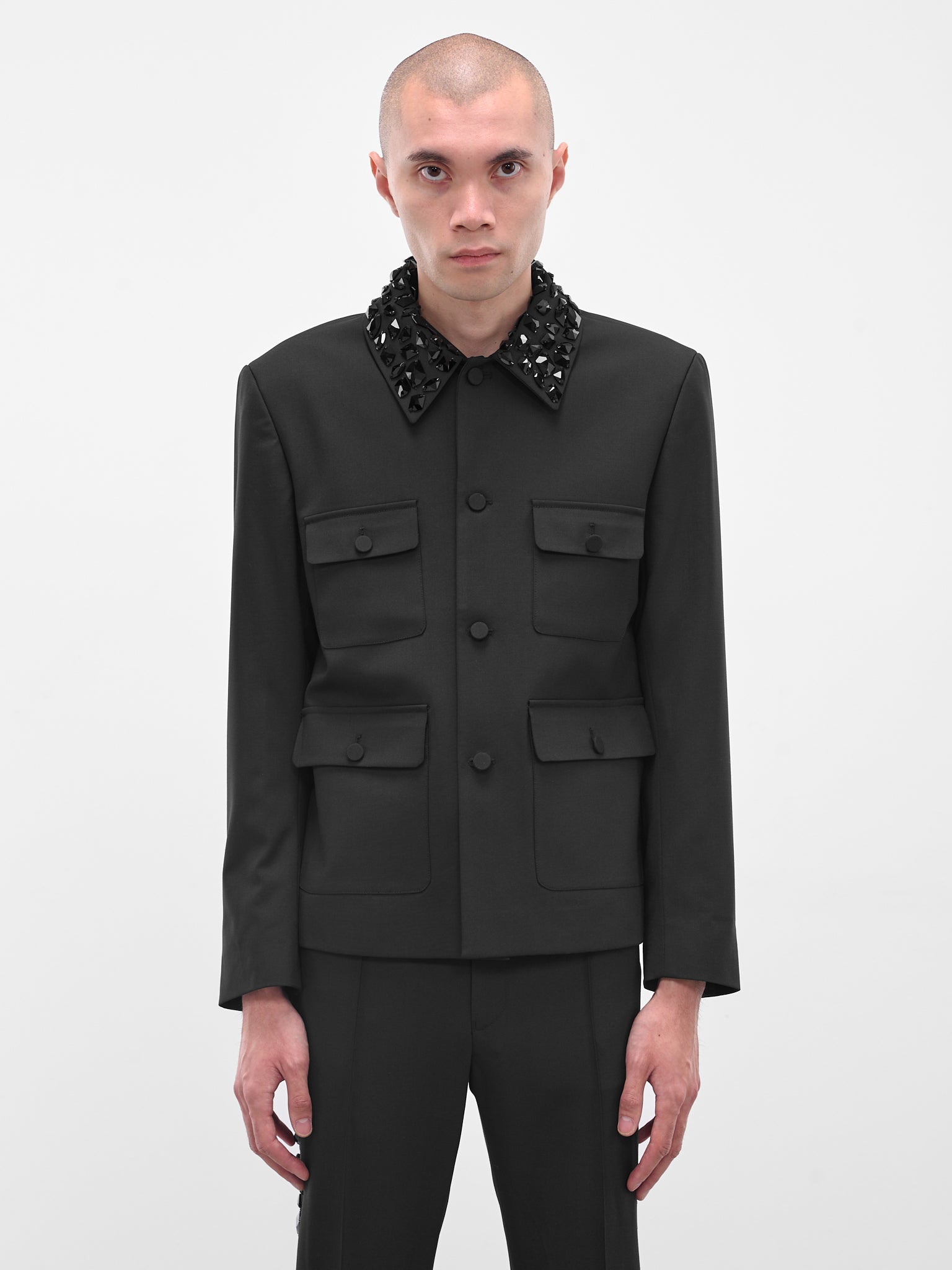 Swarovski Crystal Tailored Utility Jacket (BL44CR-AM44-BLACK-W-SWAROVSKI)