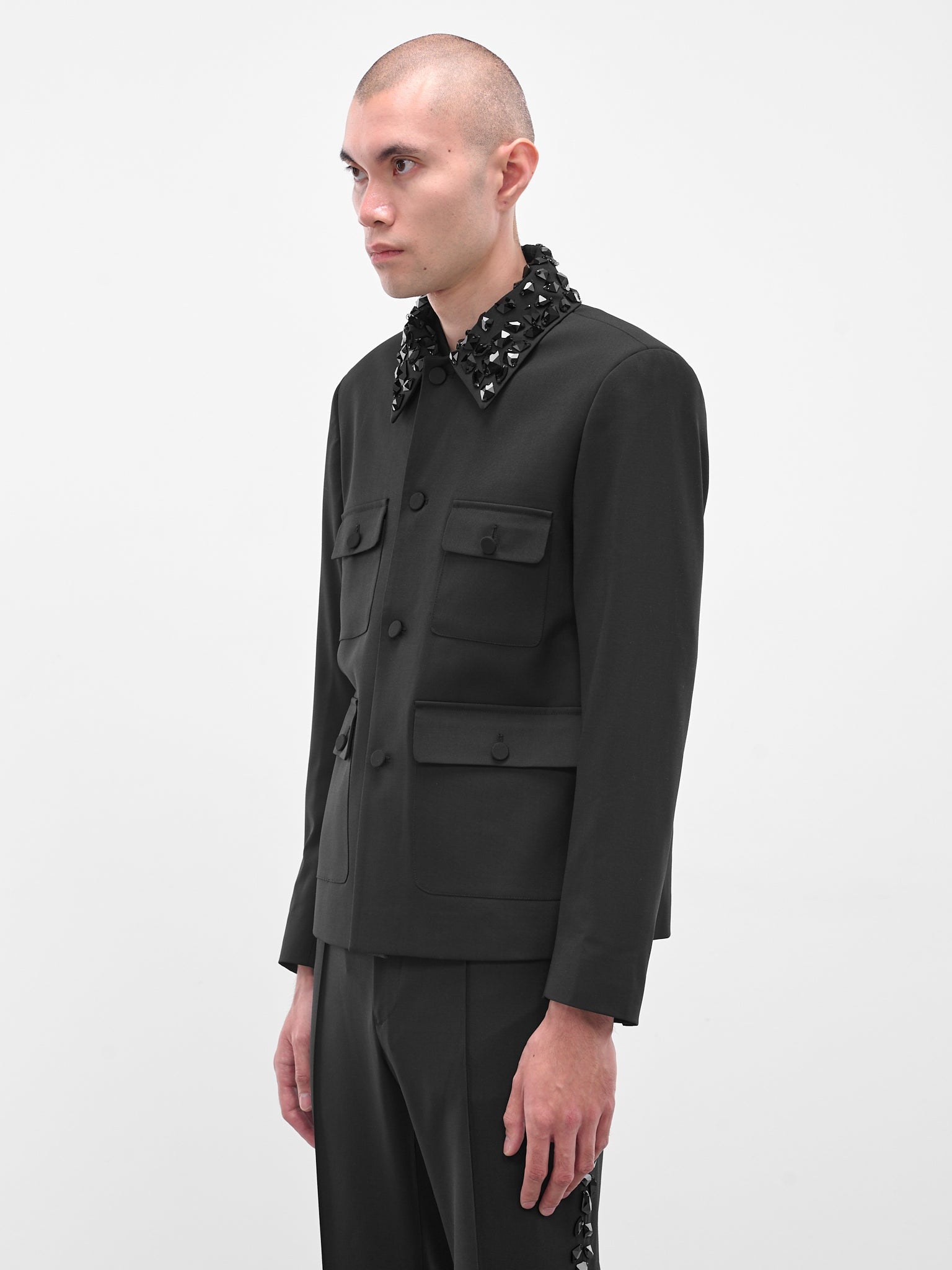 Swarovski Crystal Tailored Utility Jacket (BL44CR-AM44-BLACK-W-SWAROVSKI)