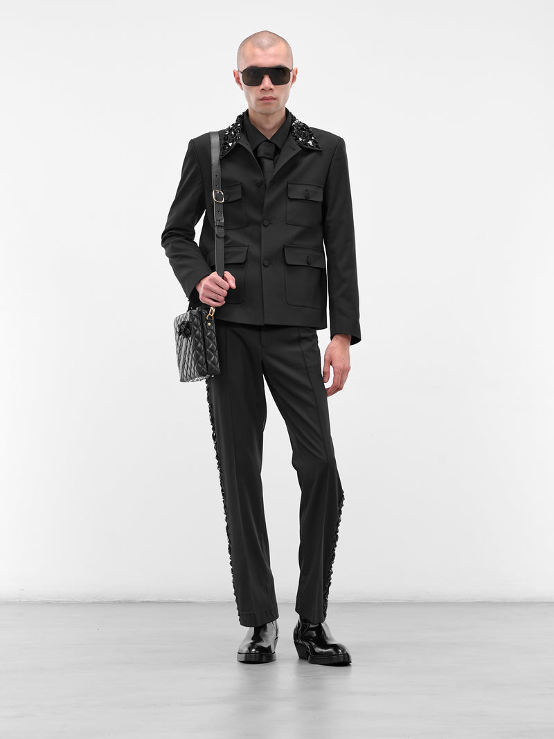 Swarovski Crystal Tailored Flare Trousers (PT14CR-AM44-BLACK-W-SWAROVSKI)