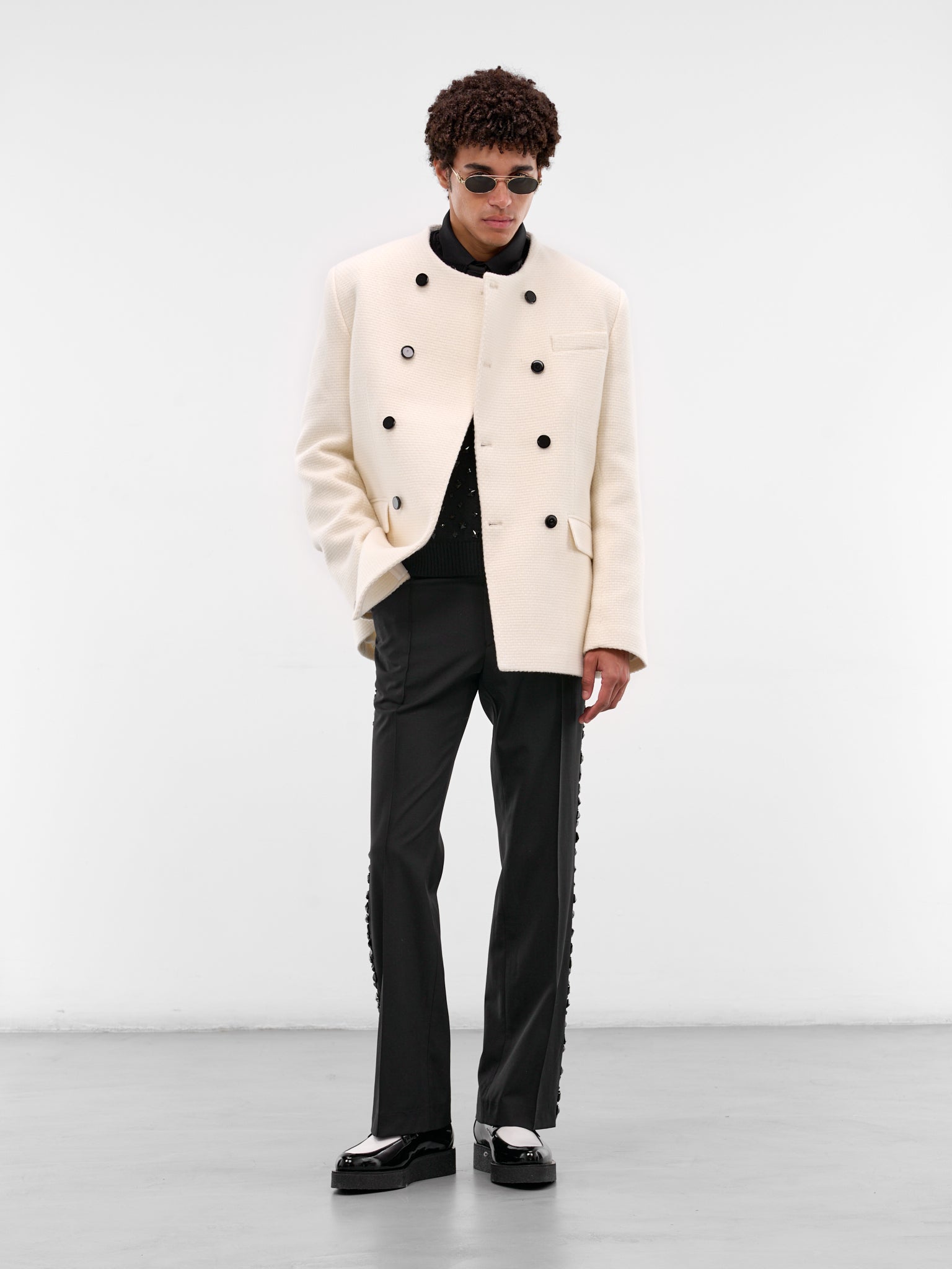 White Wool Double-Breasted Blazer (BL50-OFF-WHITE)