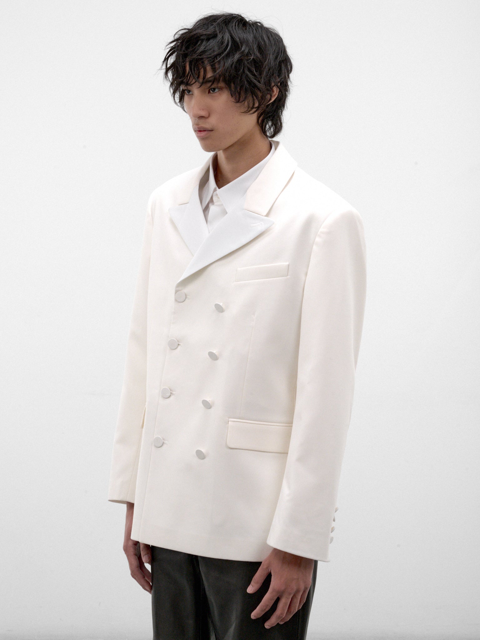 White Wool Double-Breasted Blazer (BL51-WHITE)