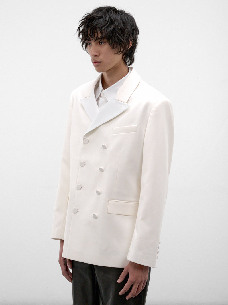 White Wool Double-Breasted Blazer (BL51-WHITE)