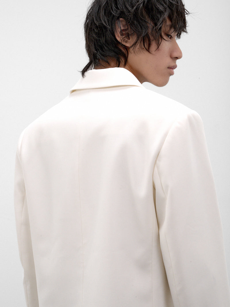 White Wool Double-Breasted Blazer (BL51-WHITE)