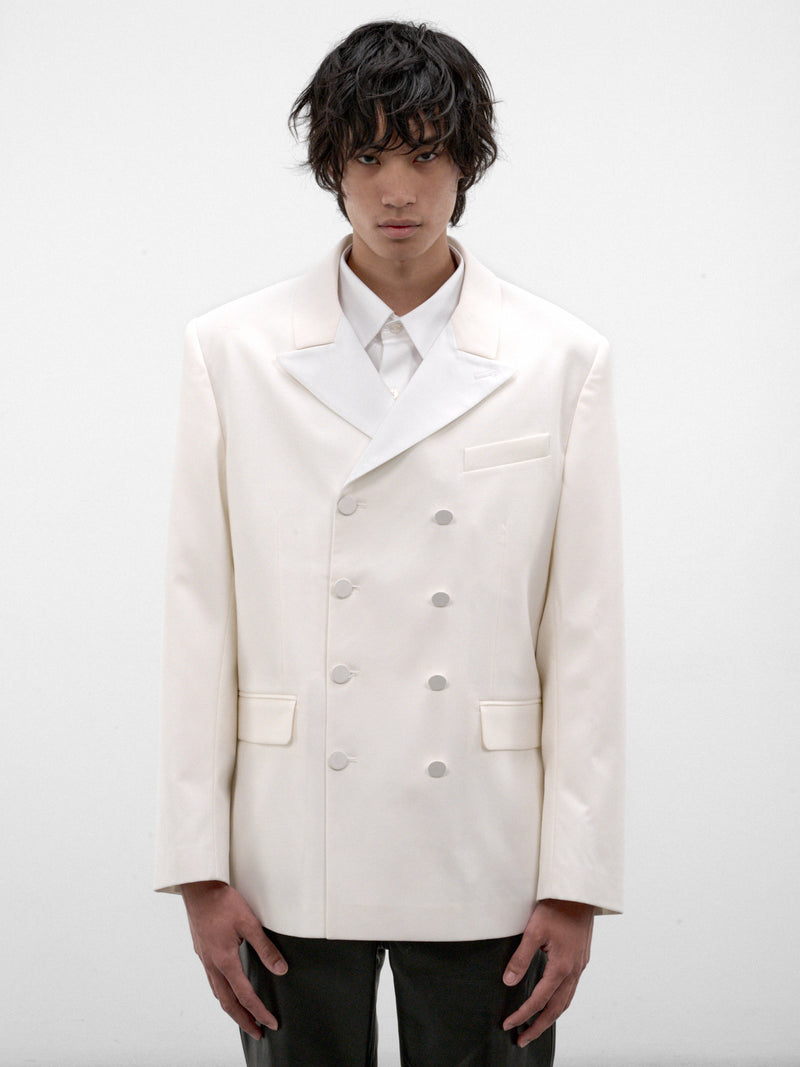 White Wool Double-Breasted Blazer (BL51-WHITE)