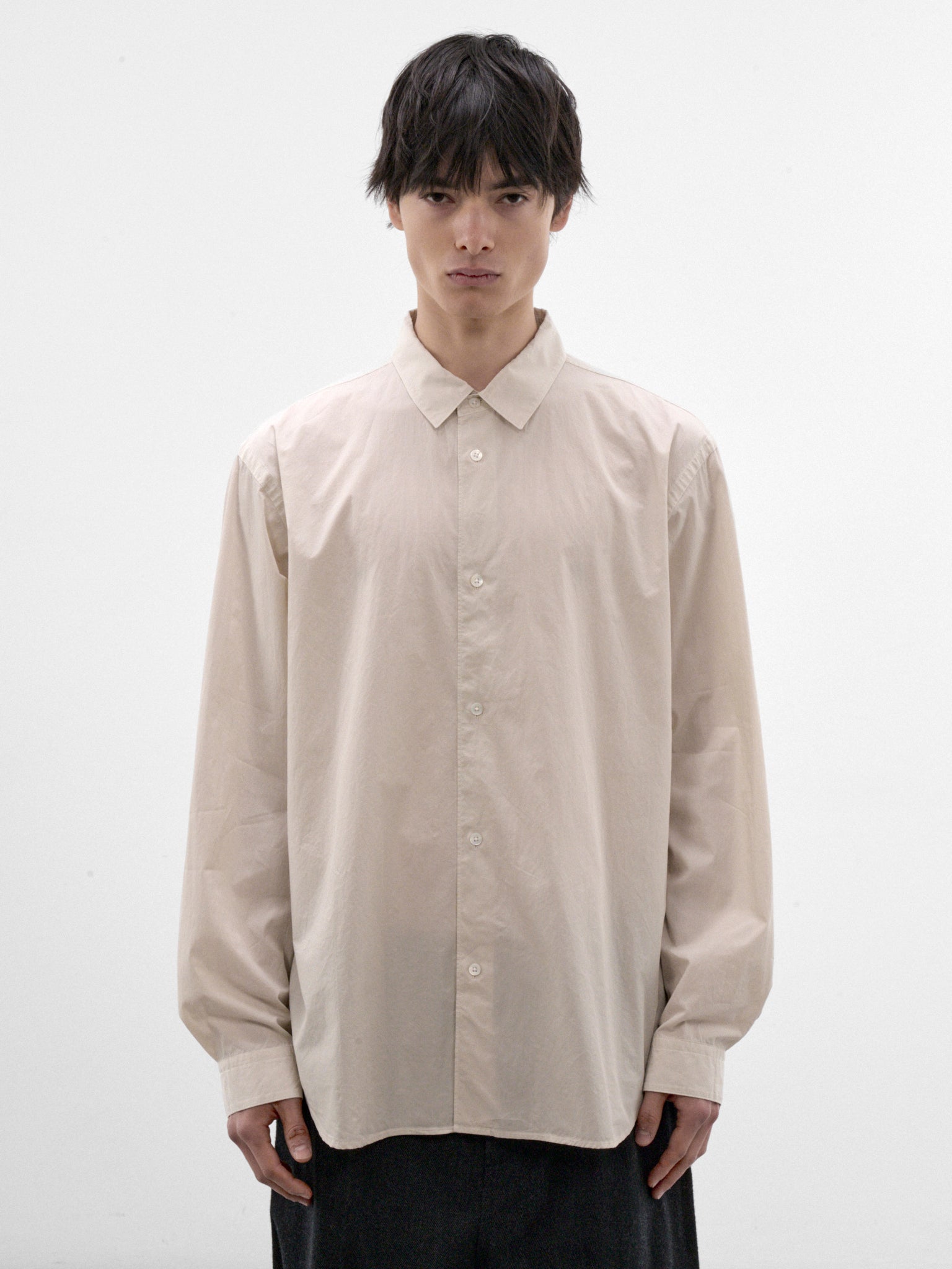 Beige Cotton Oversized Shirt (BLAGLM0401-BEIGE)