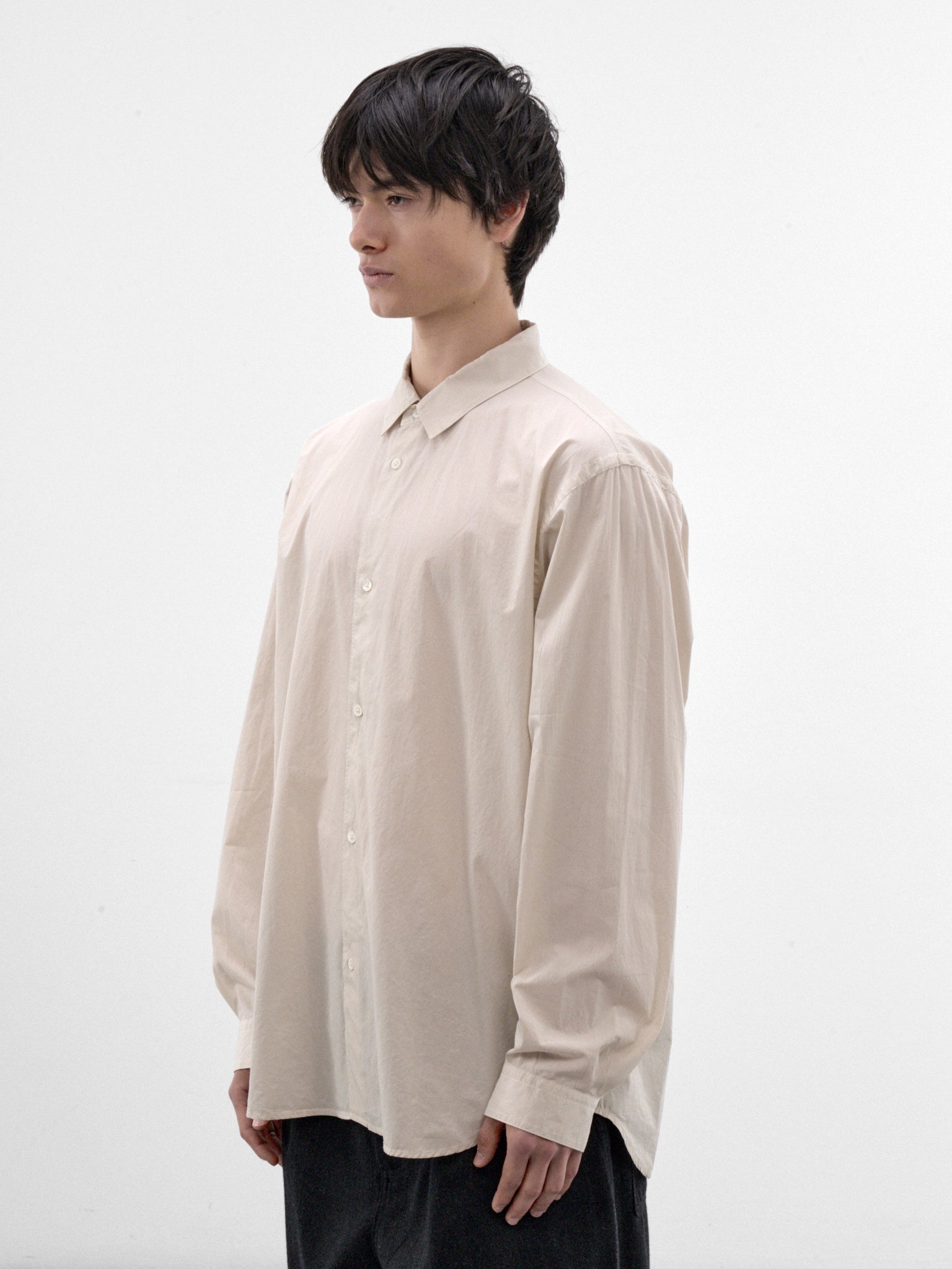 Beige Cotton Oversized Shirt (BLAGLM0401-BEIGE)