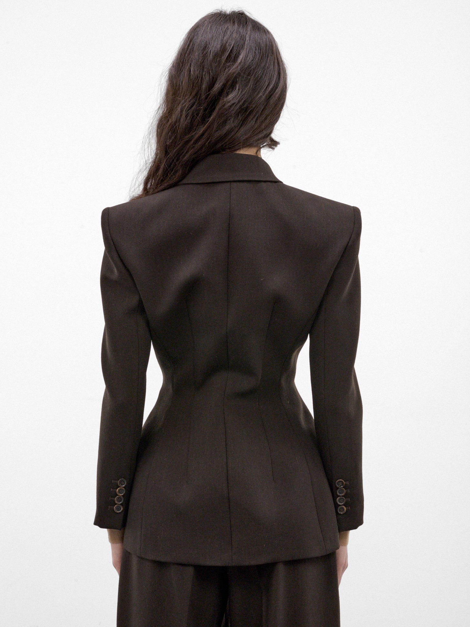 Brown Wool Double-Breasted Blazer (BLAZER-01-DARK-BROWN)