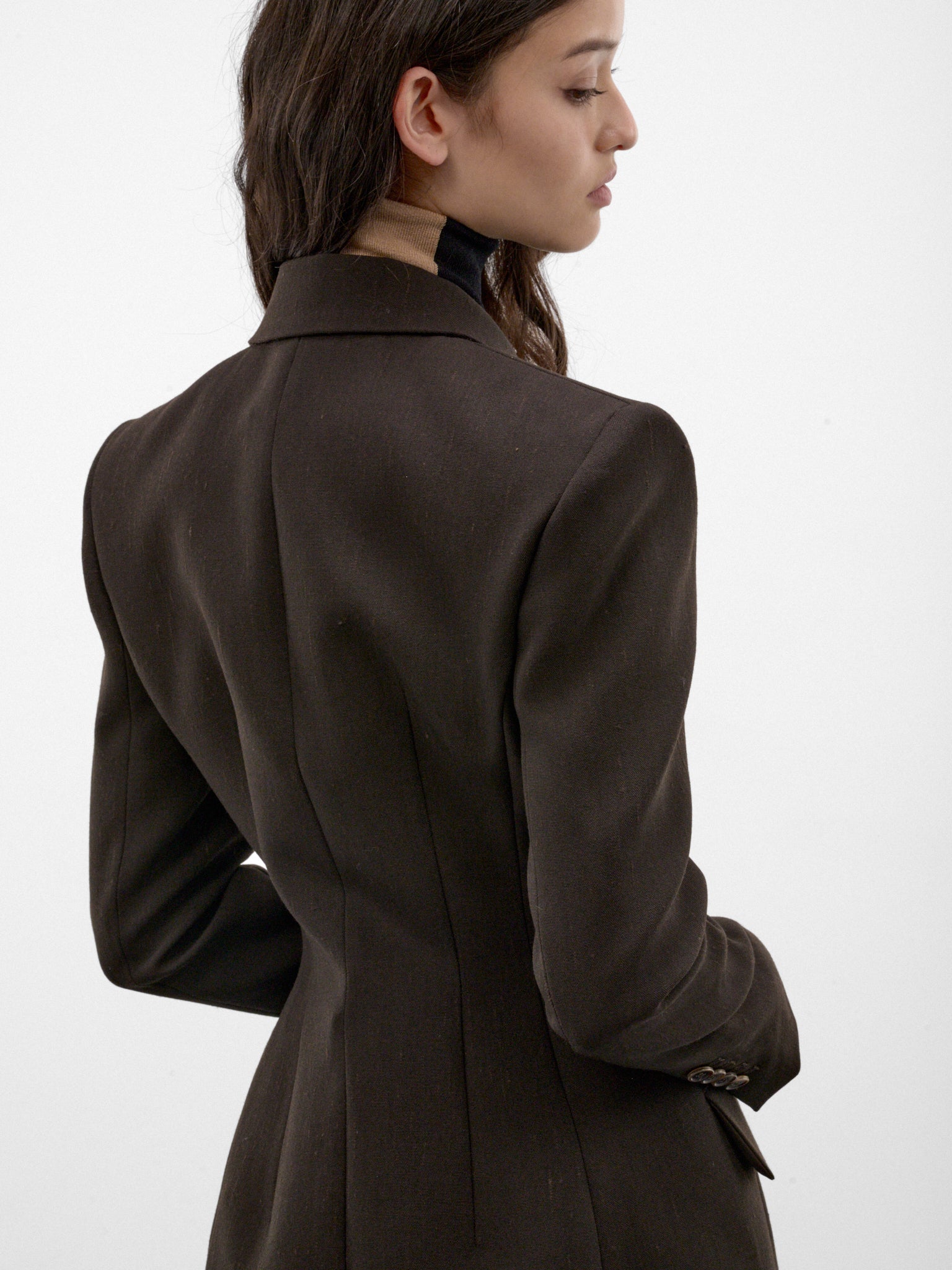 Brown Wool Double-Breasted Blazer (BLAZER-01-DARK-BROWN)
