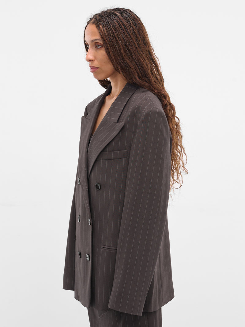 Brown Pinstripe Double-Breasted Blazer (BLAZER-04-BROWN-STRIPES)