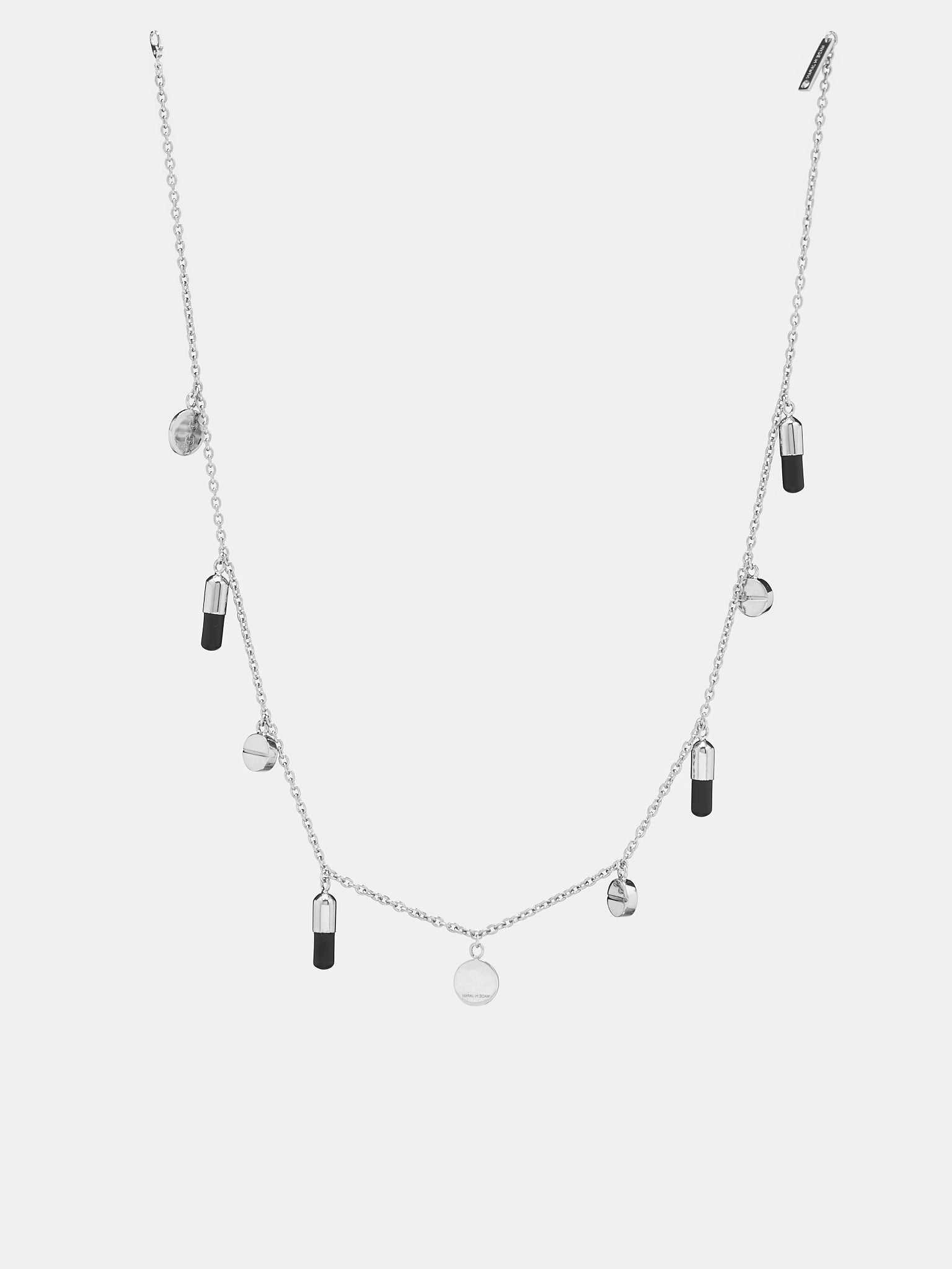 Pill Charm Chain Necklace (BMOB121-BRA001-1000-BLACK-NO-C)