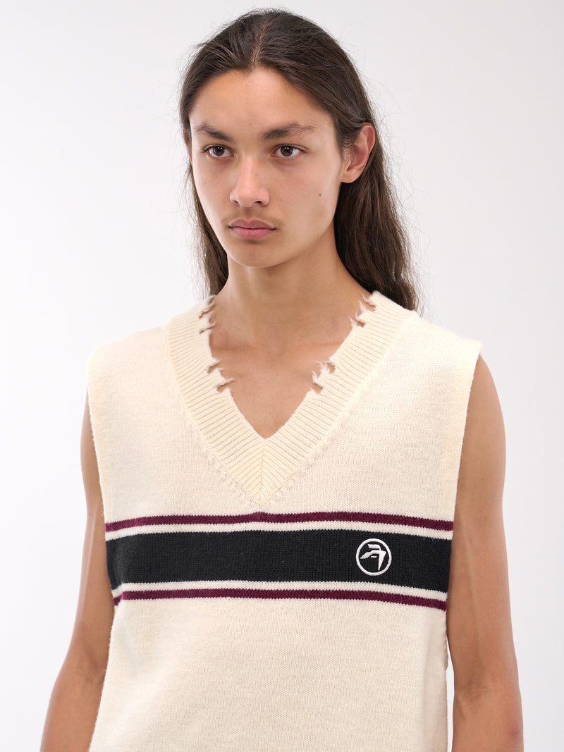 Damaged Rib-Knit Vest (BMHZ001-KNI001-TOFU)
