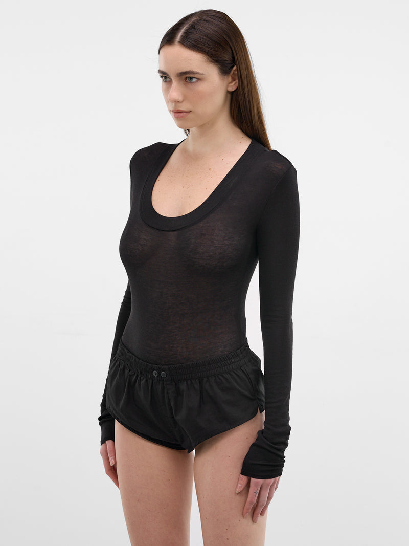 Black Tencel-Wool Jersey Bodysuit (BO01241-BLACK)