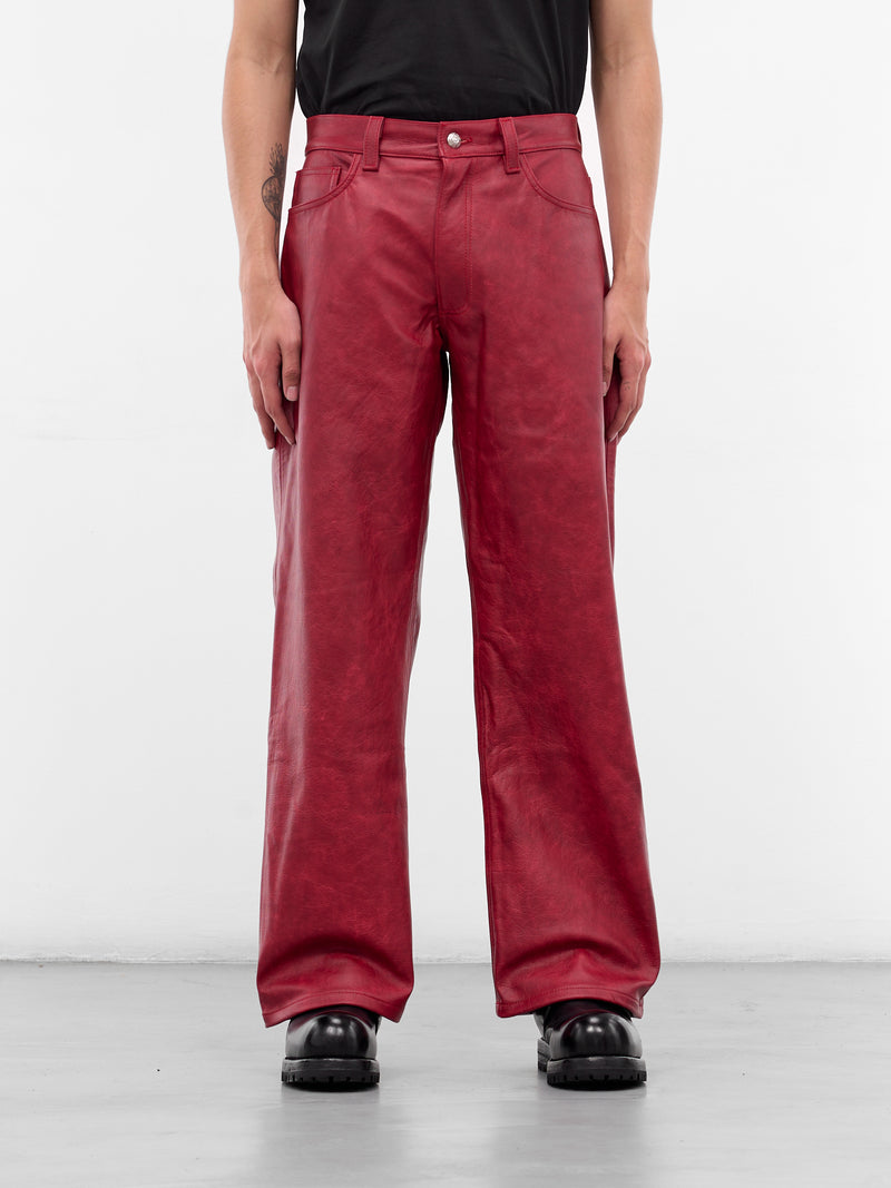 Red Burnout Leather Trousers (BOURNOUT-RED)