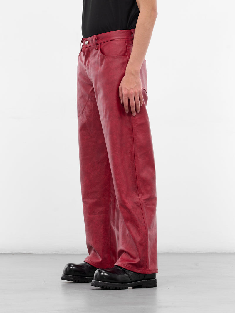 Red Burnout Leather Trousers (BOURNOUT-RED)