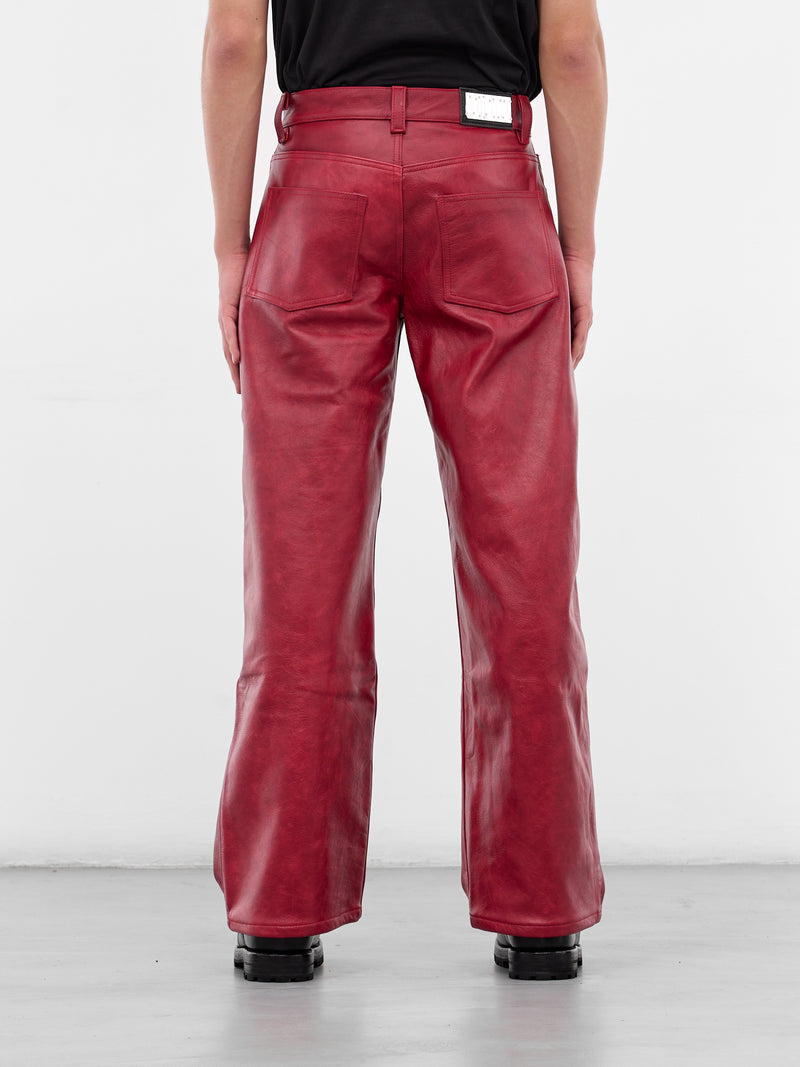 Red Burnout Leather Trousers (BOURNOUT-RED)