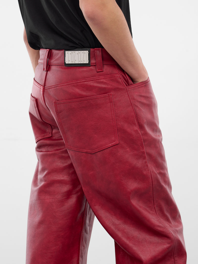 Red Burnout Leather Trousers (BOURNOUT-RED)