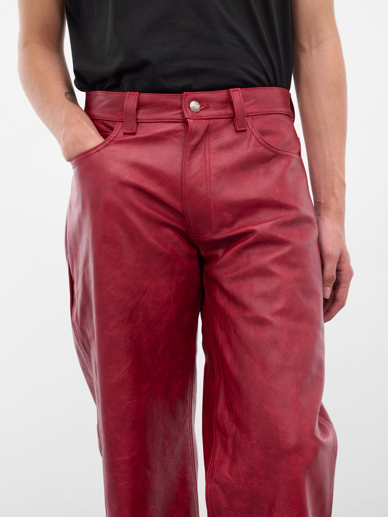 Red Burnout Leather Trousers (BOURNOUT-RED)