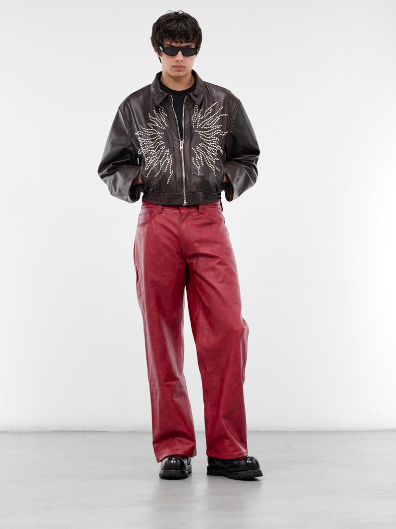 Red Burnout Leather Trousers (BOURNOUT-RED)