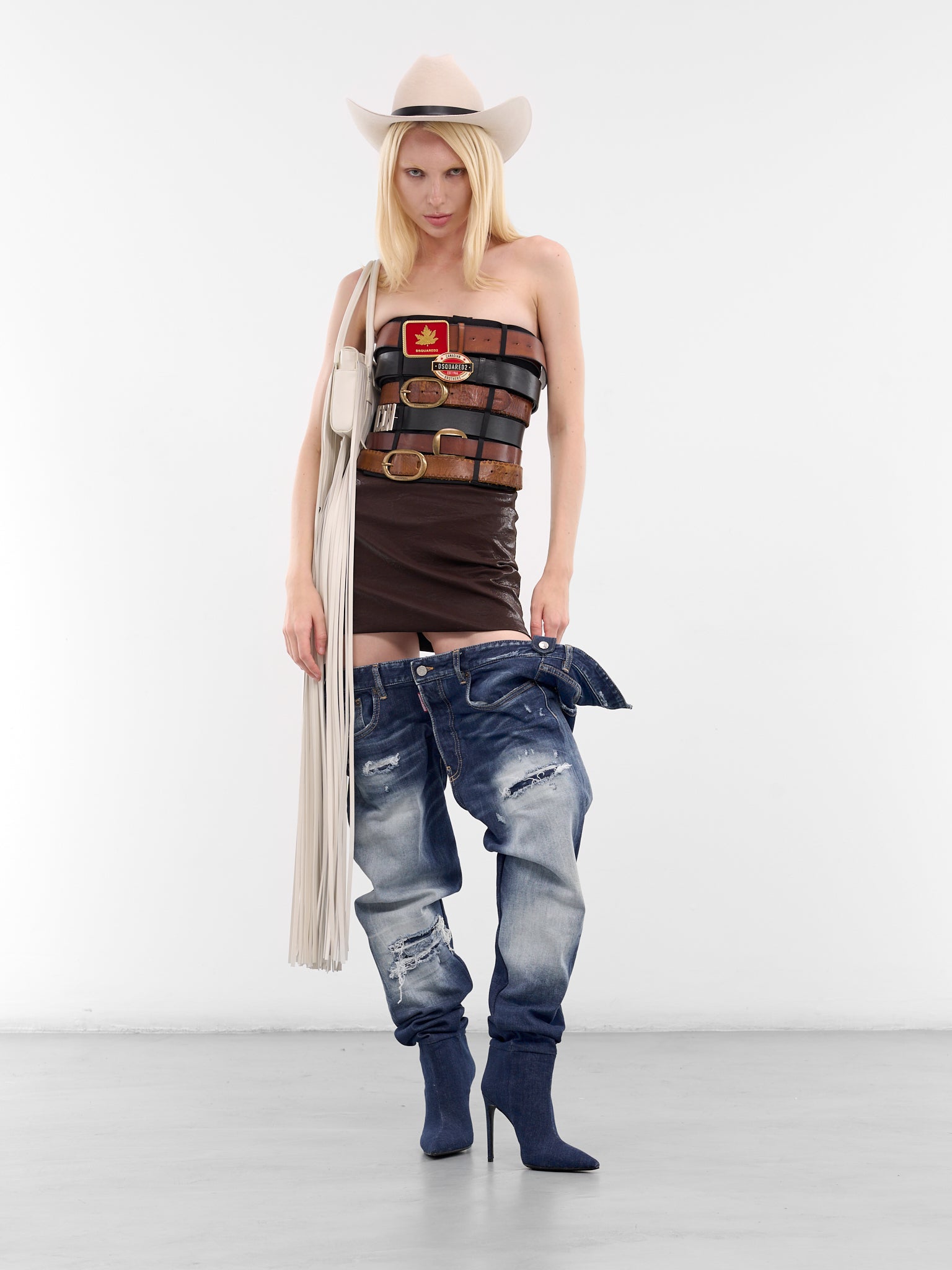 Upcycled Jeans Thigh High Boots (BOW0091-DENIM)