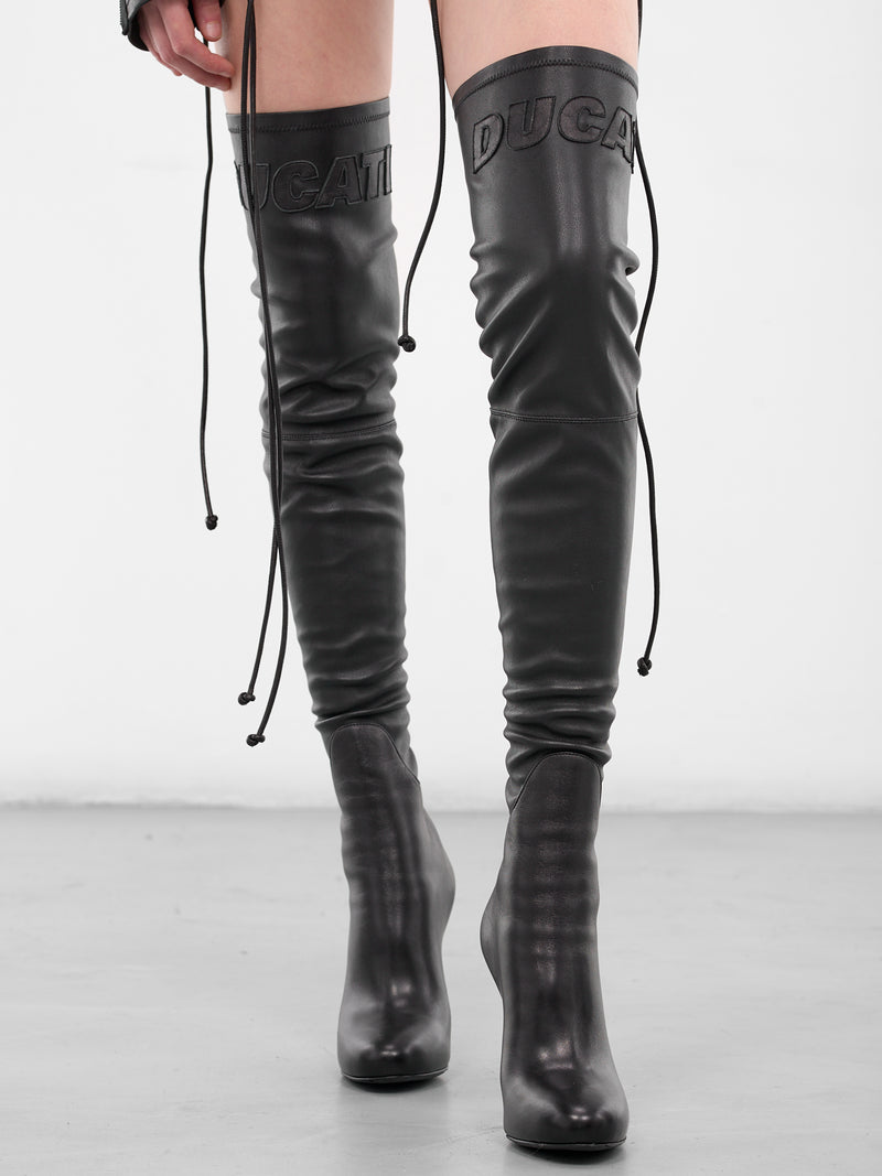 Ducati Black Leather High Boots (BOW0095-NERO)