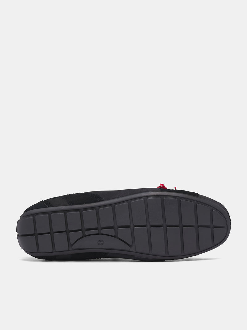 Black Suede Ballerina Grip Trainers (BPT4-M-BLACK-RED)