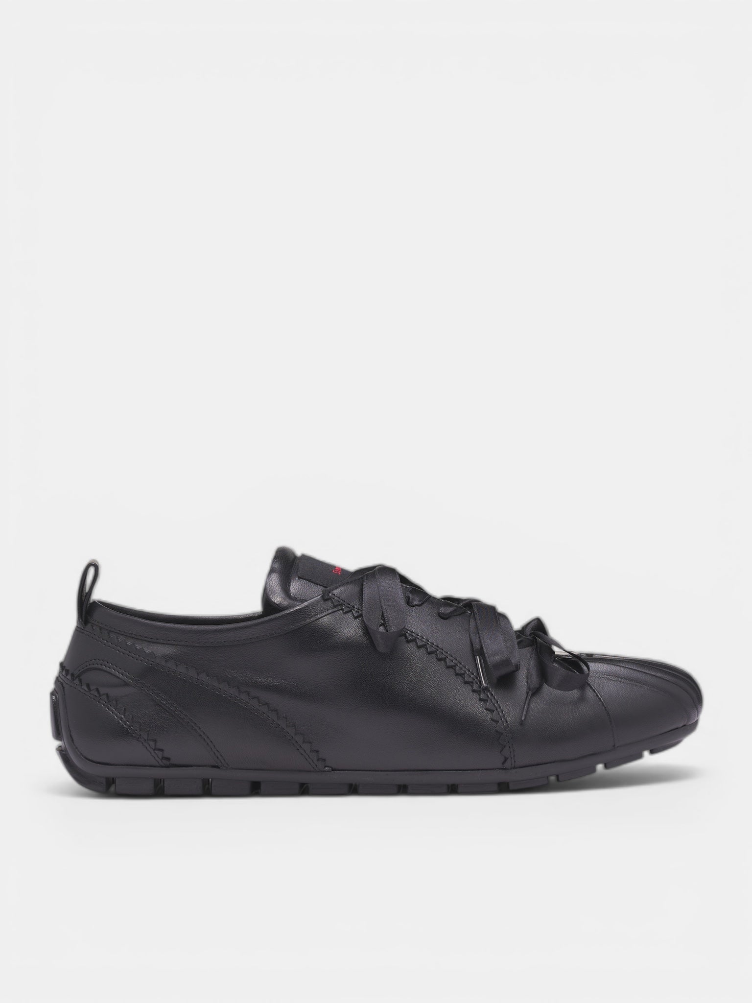 Black Leather Ballerina Grip Trainers (BPT6-M-0799-BLACK)