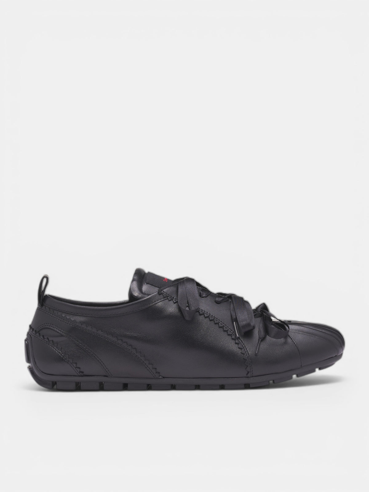 Black Leather Ballerina Grip Trainers (BPT6-M-0799-BLACK)