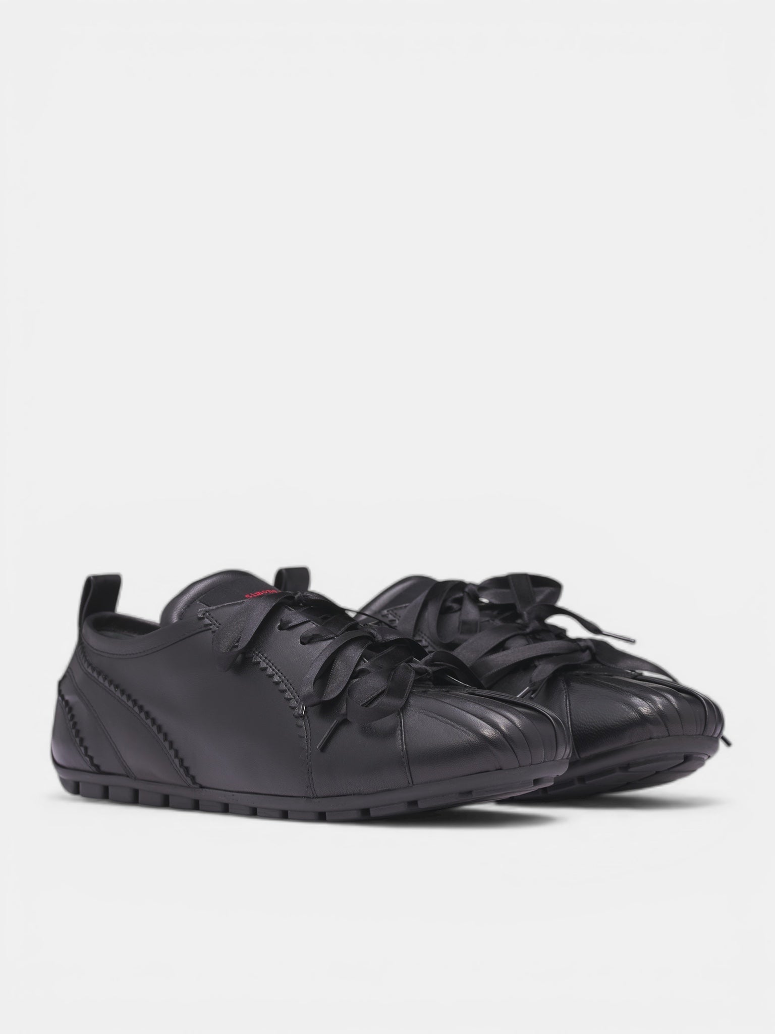 Black Leather Ballerina Grip Trainers (BPT6-M-0799-BLACK)