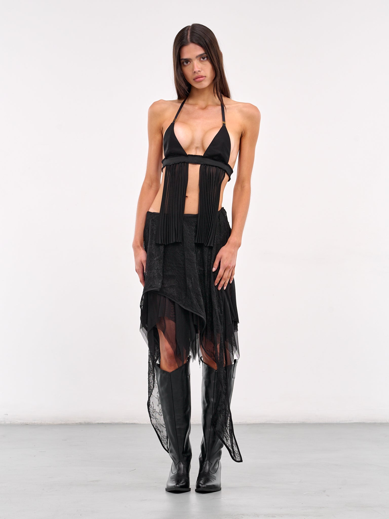 Layered Lace Mini Skirt (SS25-SK-01BK-BLACK)