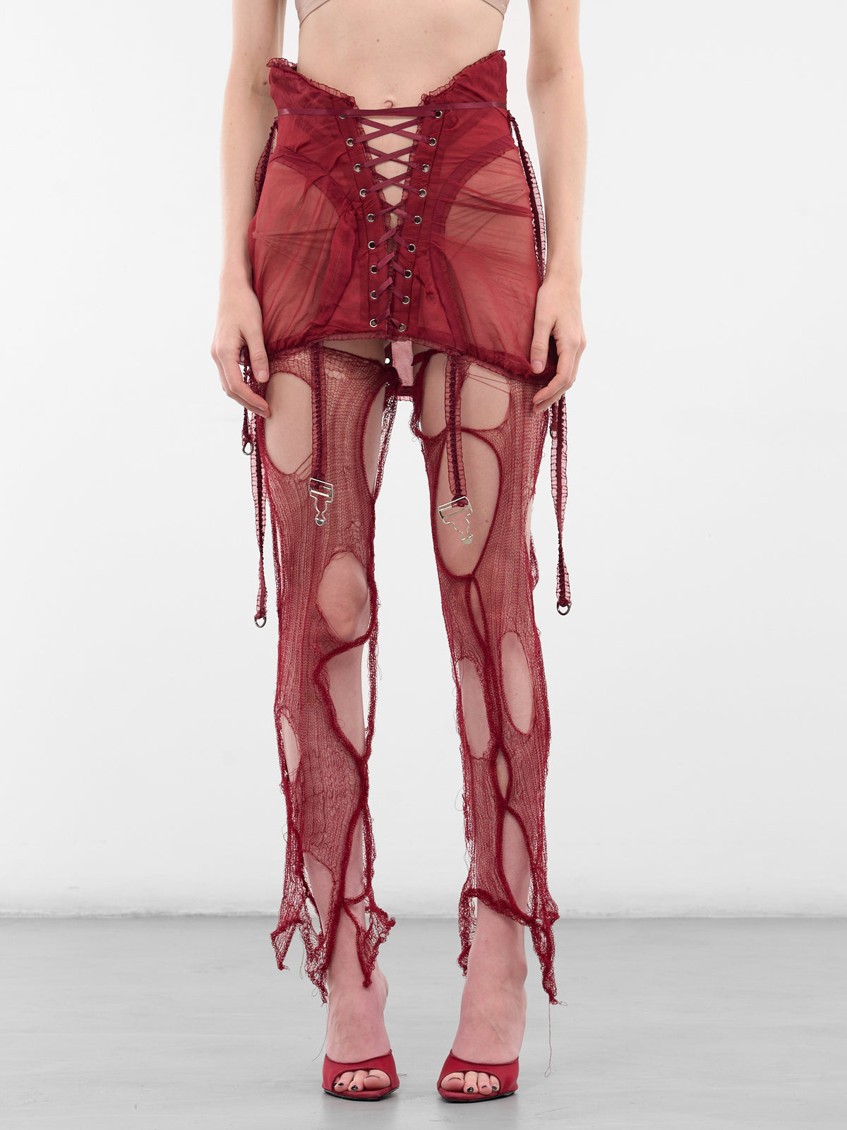 Breathing Veins Distressed Leg Warmers (BREATHING-VEINS-RED)