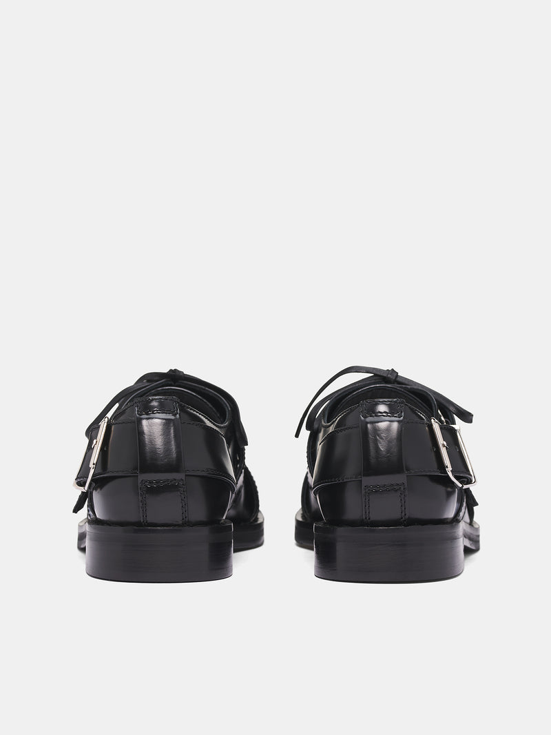 Black Leather Multi Buckle Brogue (BRG14-0740-BLACK)