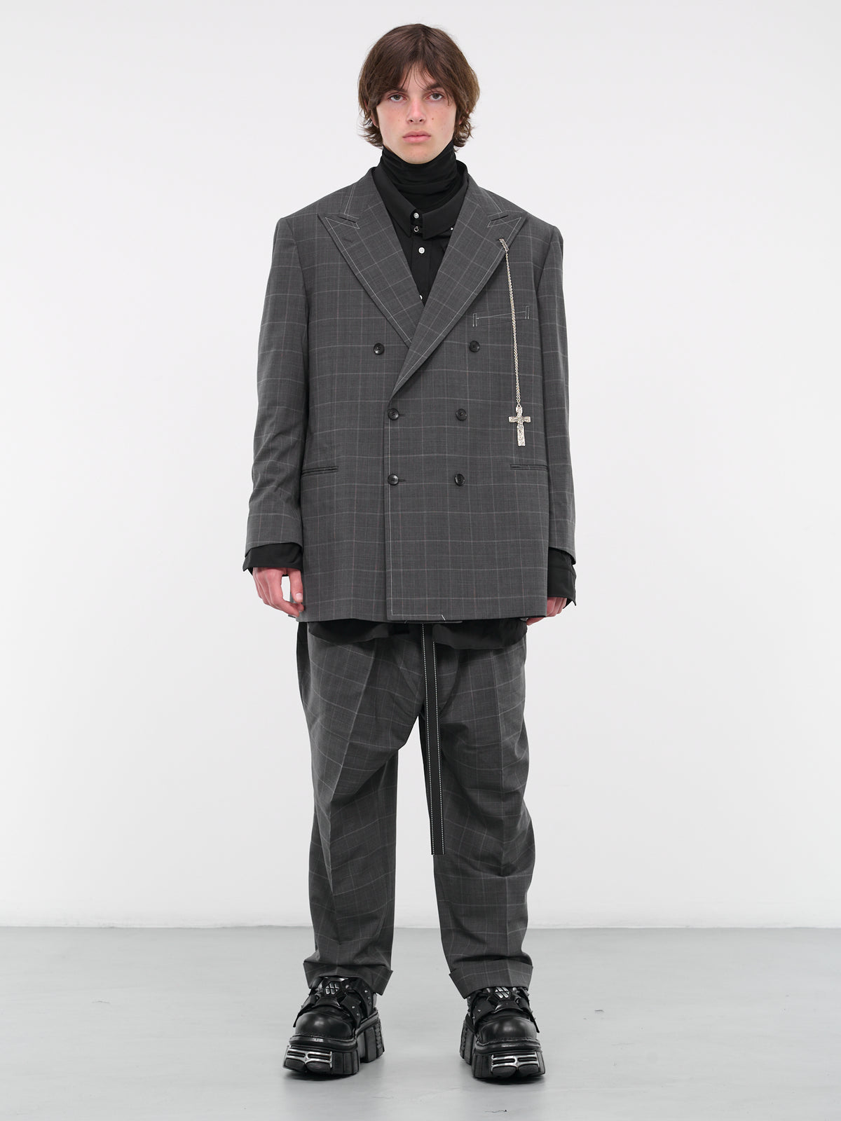Double Waist Plaid Trousers (BS239616-PLAID)