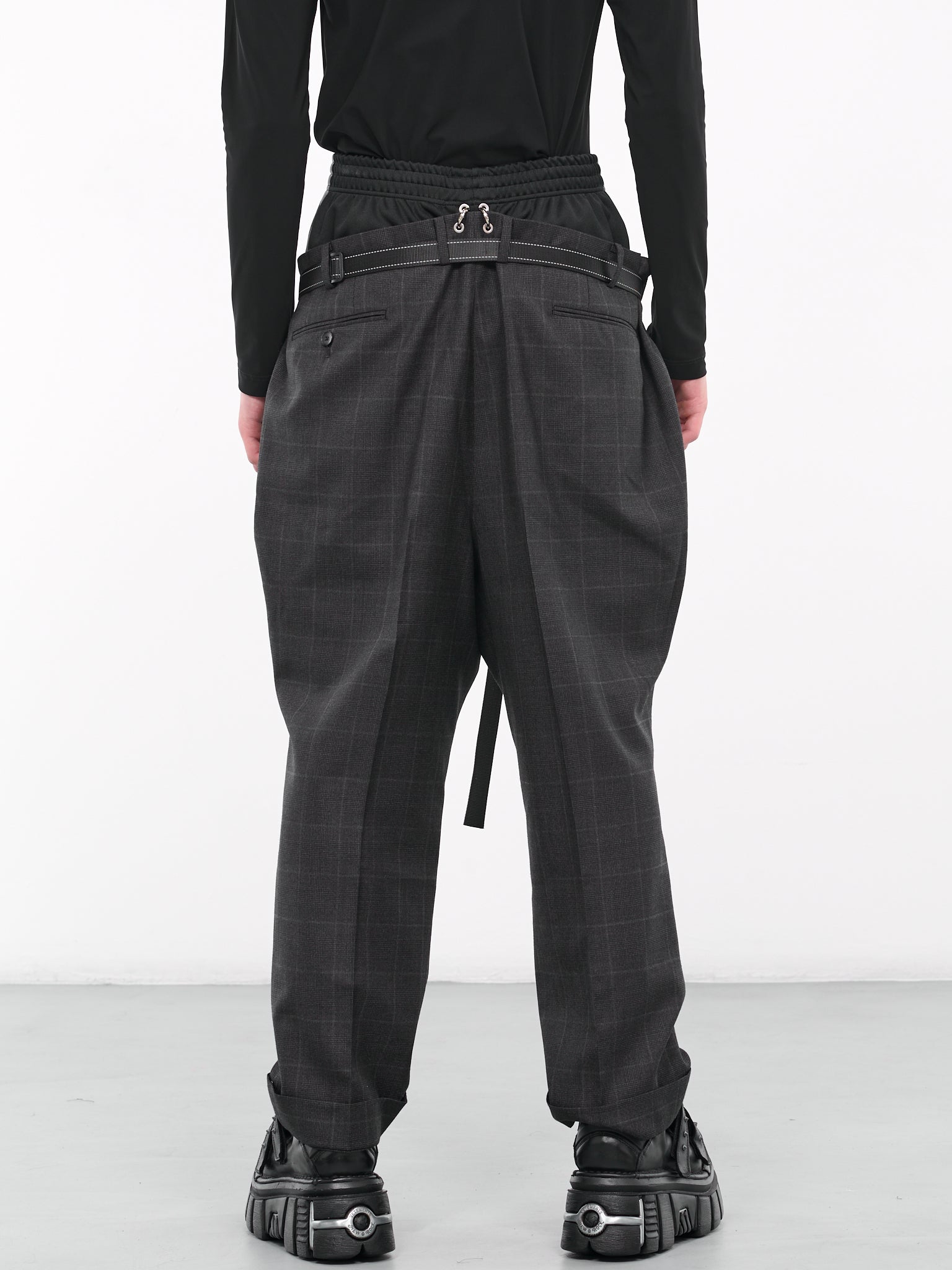 Double Waist Plaid Trousers (BS239616-DARK-PLAID)