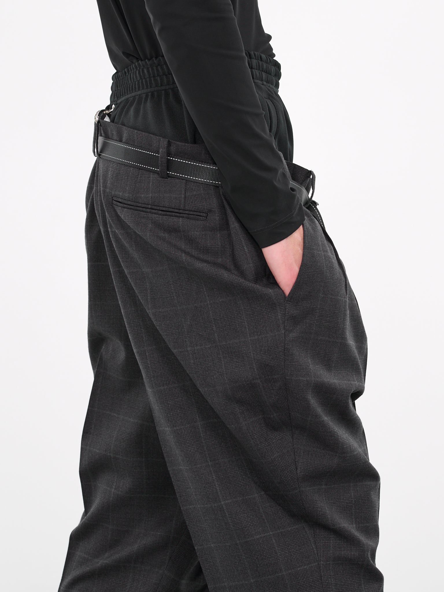 Double Waist Plaid Trousers (BS239616-DARK-PLAID)