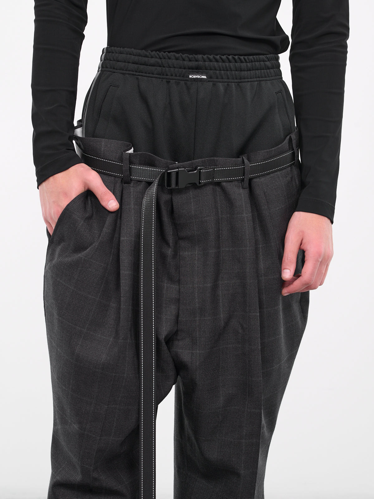 Double Waist Plaid Trousers (BS239616-DARK-PLAID)