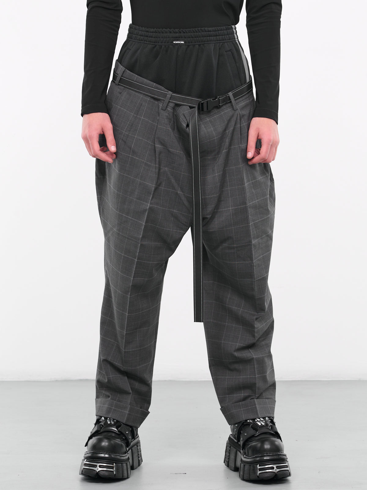 Double Waist Plaid Trousers (BS239616-PLAID)
