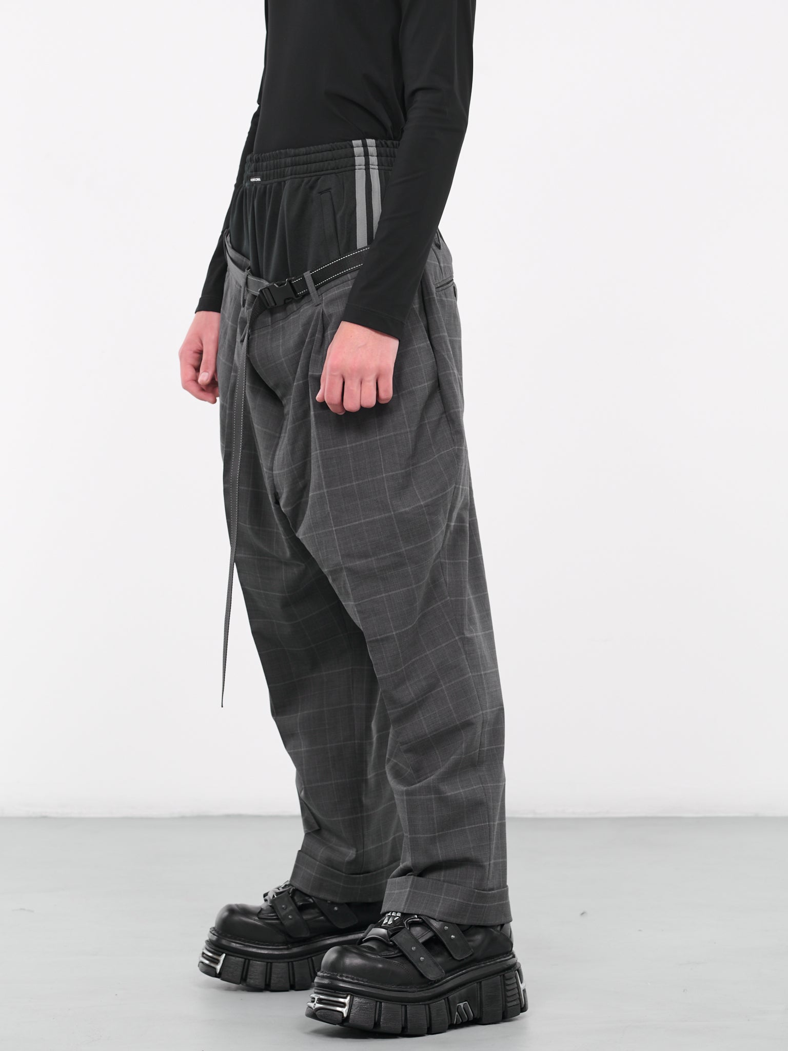 Double Waist Plaid Trousers (BS239616-PLAID)