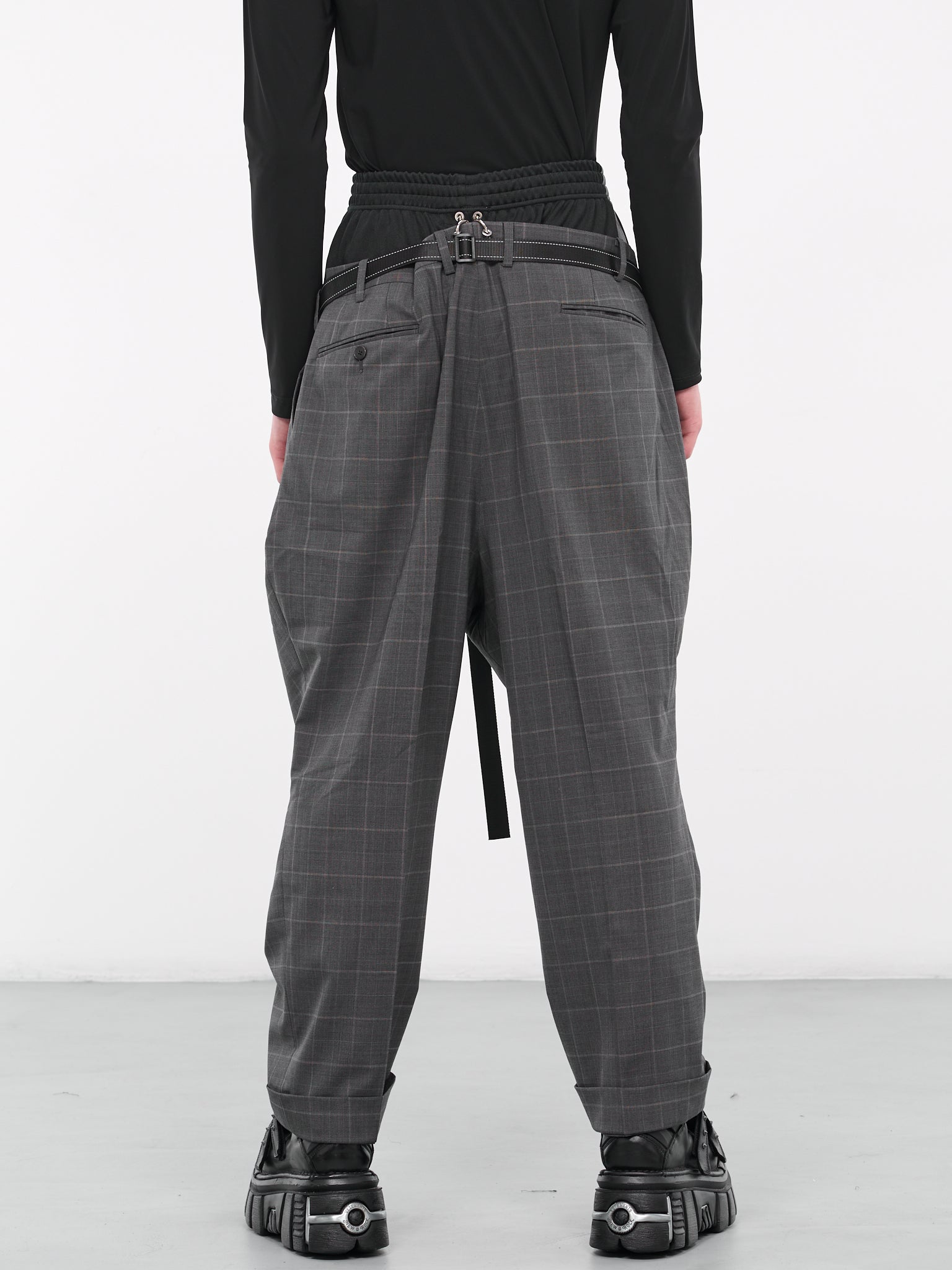 Double Waist Plaid Trousers (BS239616-PLAID)