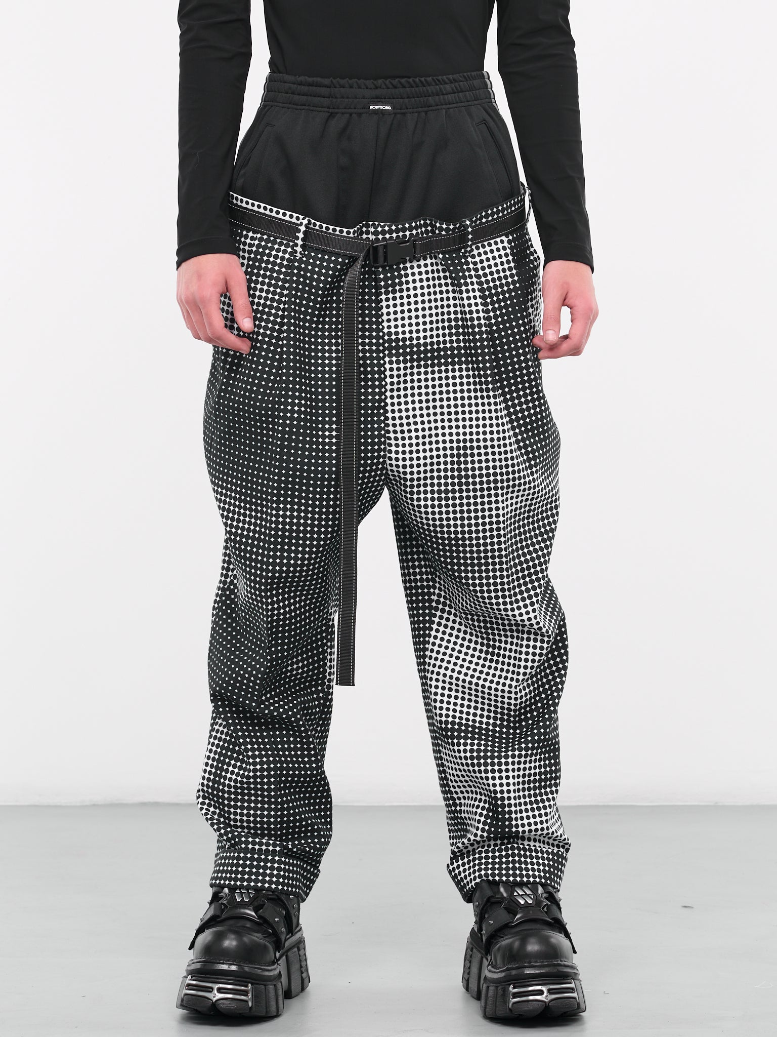 Double Waist Dots Trousers (BS239615-BLACK)