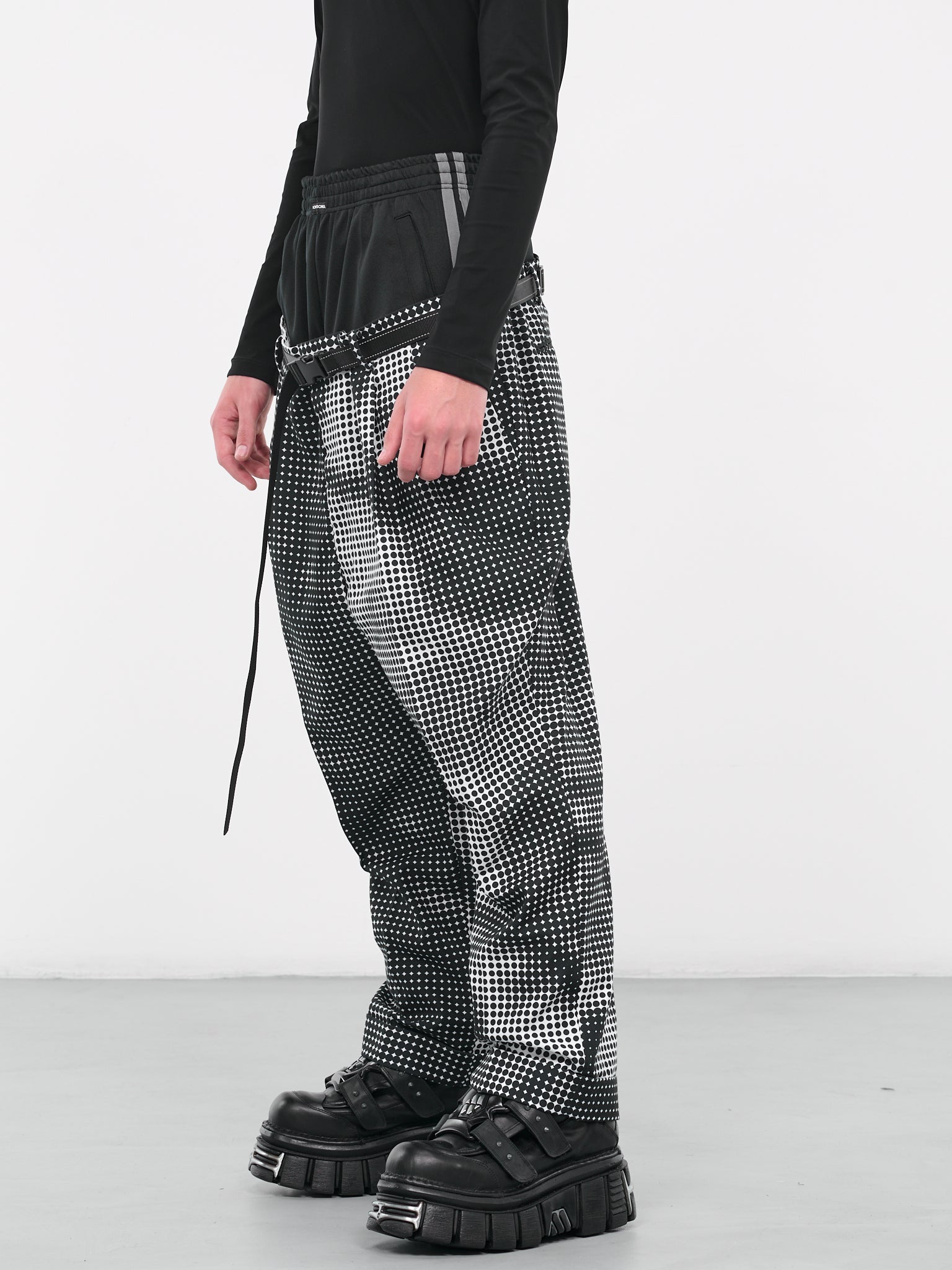Double Waist Dots Trousers (BS239615-BLACK)
