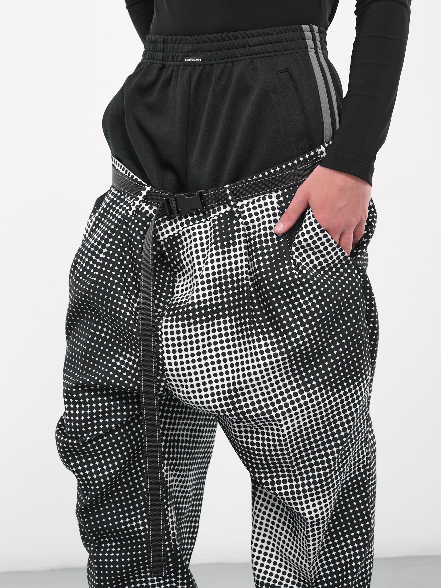 Double Waist Dots Trousers (BS239615-BLACK)