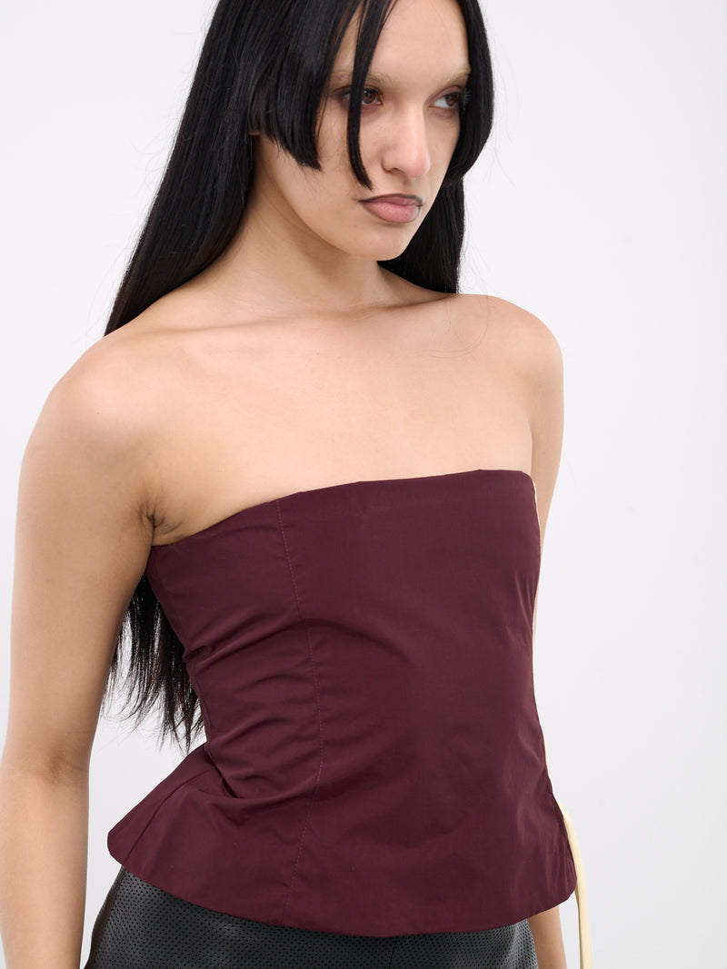 Sasha Strapless Top (BSTRT01-SASHA-BURGUNDY-OFF-WHI)