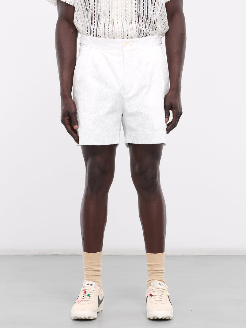 Seersucker Pleated Shorts (BT007-WHITE)