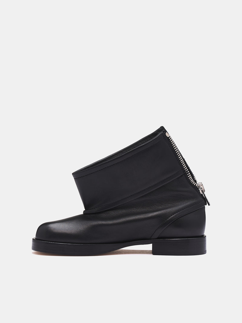 Biker Leather Ankle Boots (BT0101-LA0268-BLACK)