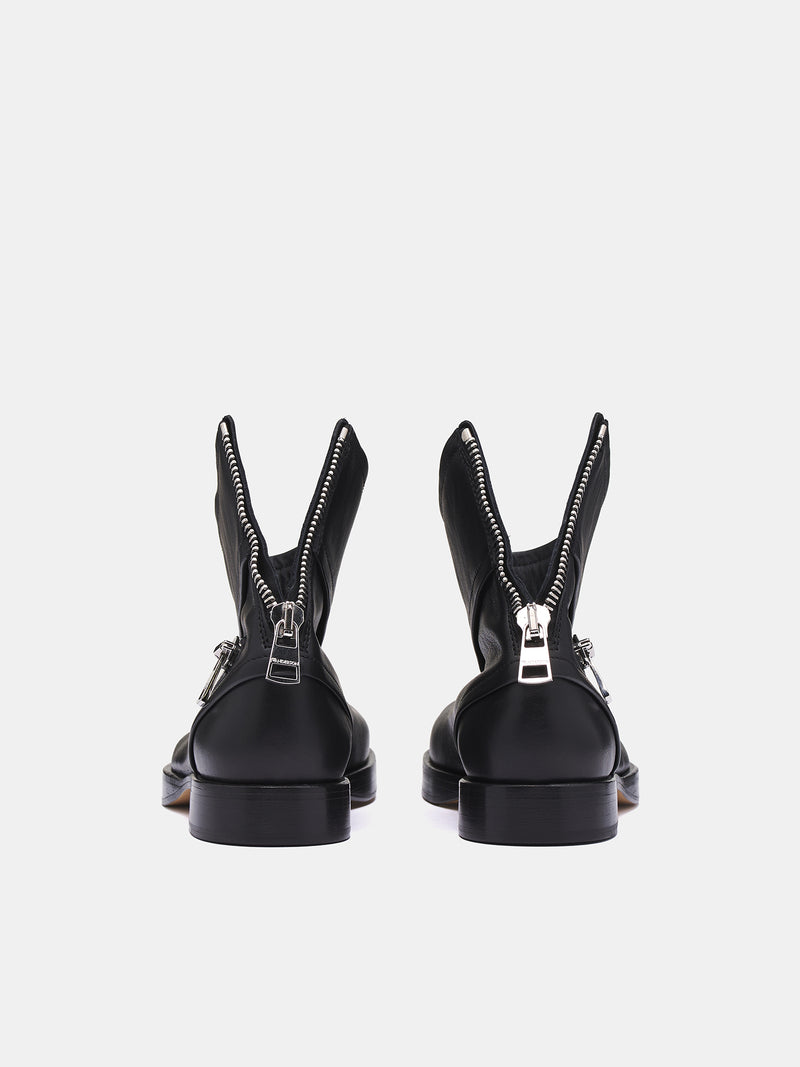 Biker Leather Ankle Boots (BT0101-LA0268-BLACK)