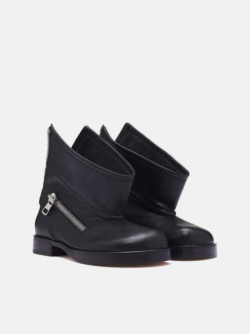 Biker Leather Ankle Boots (BT0101-LA0268-BLACK)