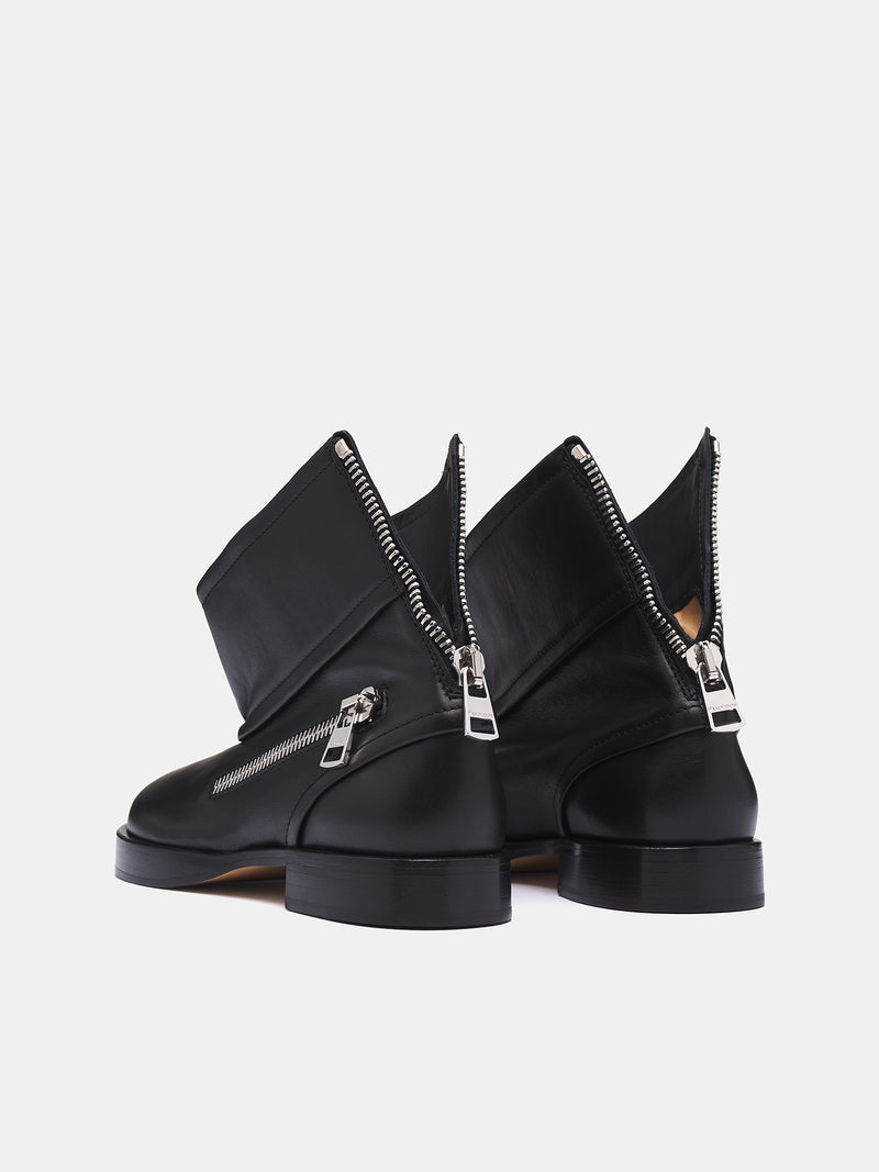 Biker Leather Ankle Boots (BT0101-LA0268-BLACK)