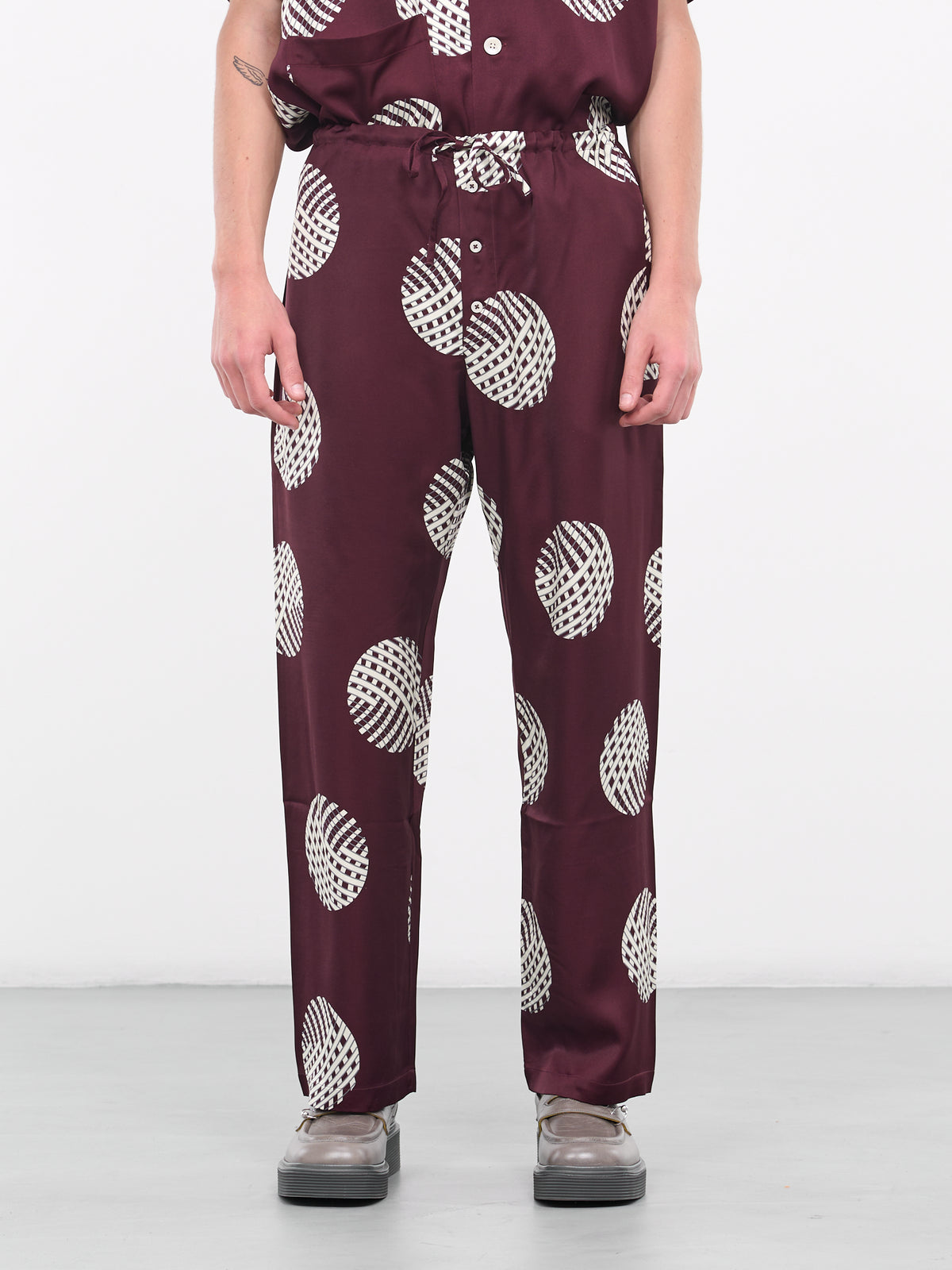 Lattice Sphere Pajama Pants (BT051-BURGUNDY)